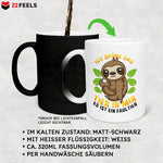 22Feels® Zaubertasse mit Faultier Tiermotiv - Büro Geschenkidee - Spruch: Ich spüre das Tier in mir (Matt-Schwarz und Weiss, 320ml)-Farbwechsel Tasse Matt 320ml-22Feels