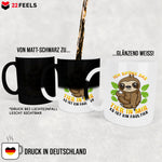 22Feels® Zaubertasse mit Faultier Tiermotiv - Büro Geschenkidee - Spruch: Ich spüre das Tier in mir (Matt-Schwarz und Weiss, 320ml)-Farbwechsel Tasse Matt 320ml-22Feels