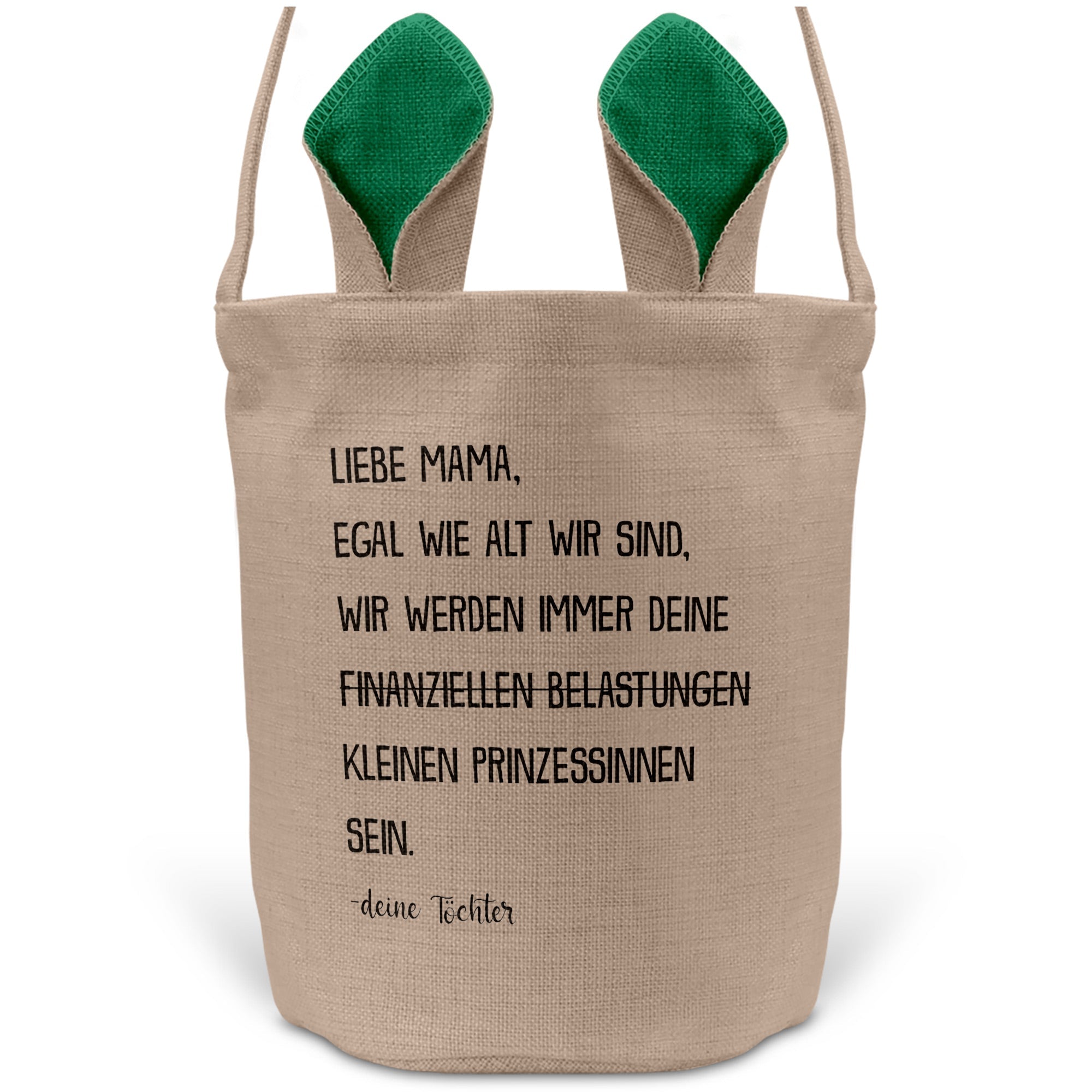 22Feels® Mama Osterkorb von Töchtern Mutter mit Henkel Ostergeschenk Tragetasche Ostern Deko Osternest Körbchen Hasenohren (Beige/Grün)-Ostern Tragetasche-22Feels