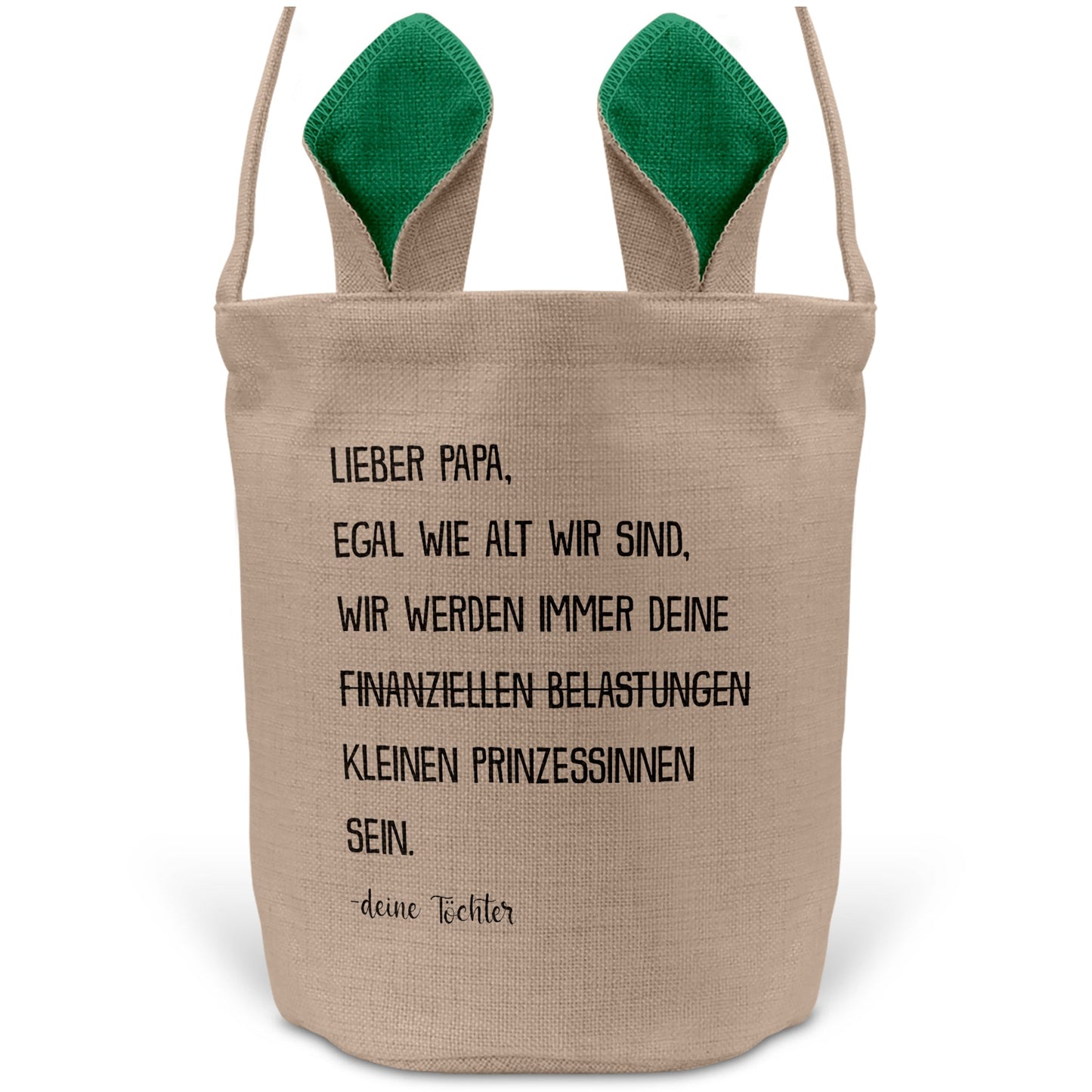 22Feels® Papa Osterkorb von Töchtern Vater mit Henkel Ostergeschenk Tragetasche Ostern Deko Osternest Körbchen Hasenohren (Beige/Grün)-Ostern Tragetasche-22Feels