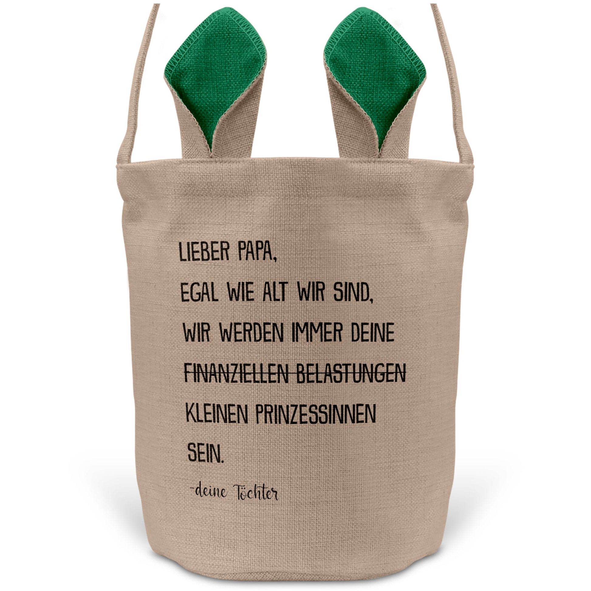 22Feels® Papa Osterkorb von Töchtern Vater mit Henkel Ostergeschenk Tragetasche Ostern Deko Osternest Körbchen Hasenohren (Beige/Grün)-Ostern Tragetasche-22Feels