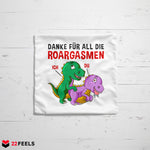 22Feels® Frauen Geschenk zum Jahrestag, Hochzeitstag, Valentinstag etc. - Spruch: Danke für all die Roargasmen (Weiss-Schwarz, 320ml)-Kissen Weiss 40x40-22Feels