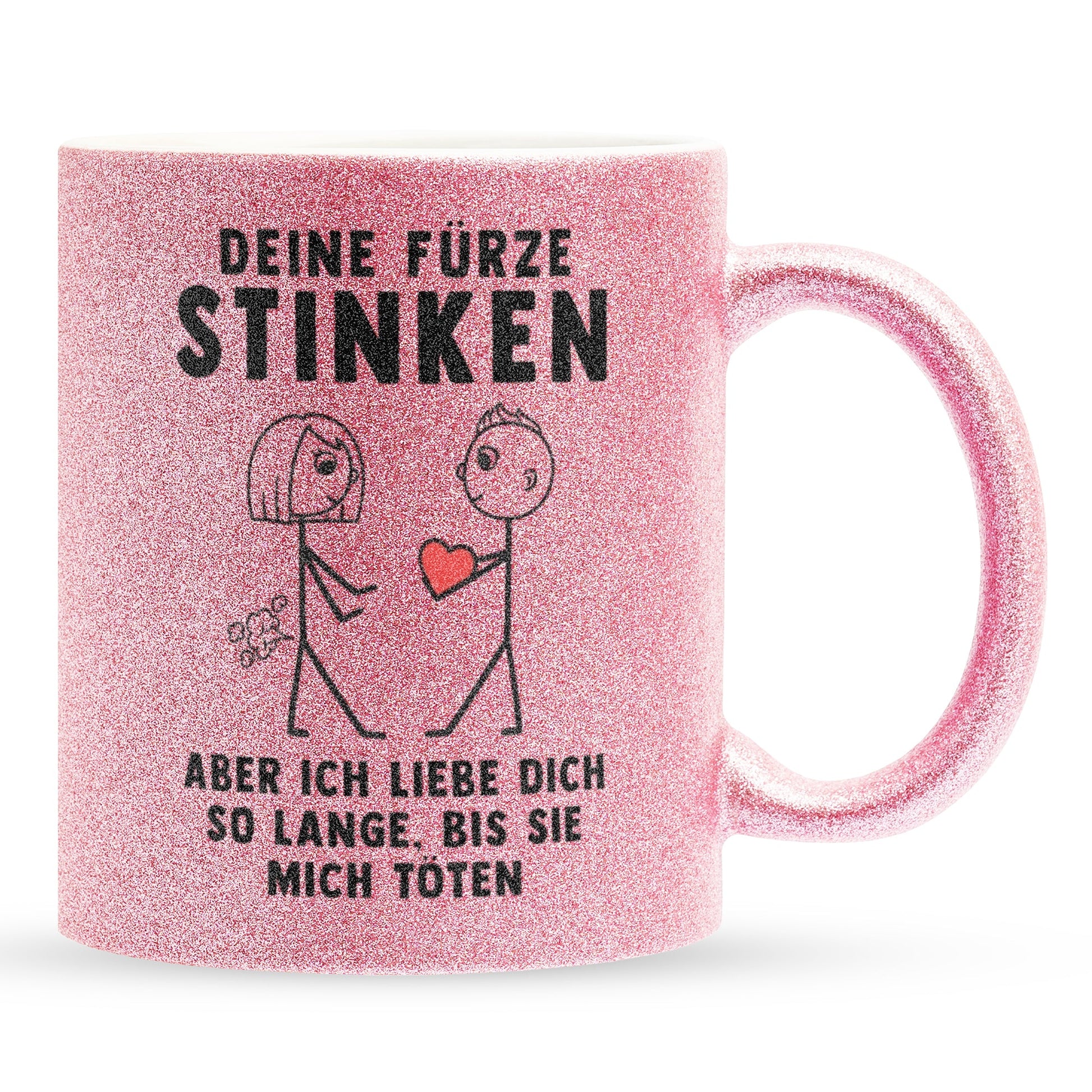 22Feels® ORIGINAL Glitzertasse - Frauen Geschenk - Spruch: Deine Fürze Stinken (Pink, 320ml)-Glitzertasse Pink 320ml-22Feels