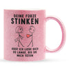 22Feels® ORIGINAL Glitzertasse - Frauen Geschenk - Spruch: Deine Fürze Stinken (Pink, 320ml)-Glitzertasse Pink 320ml-22Feels