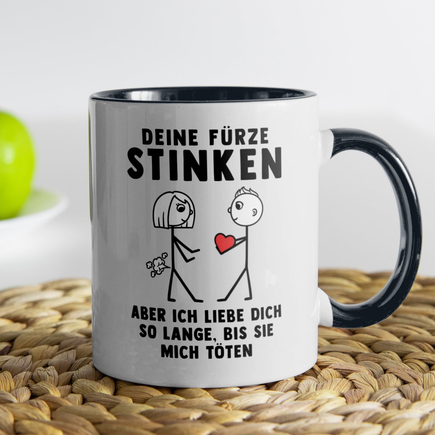 22Feels® ORIGINAL Tasse - Frauen Geschenk - Spruch: Deine Fürze Stinken (Weiss-Schwarz, 320ml)-TwoTone Tasse Weiss-Schwarz 320ml-22Feels
