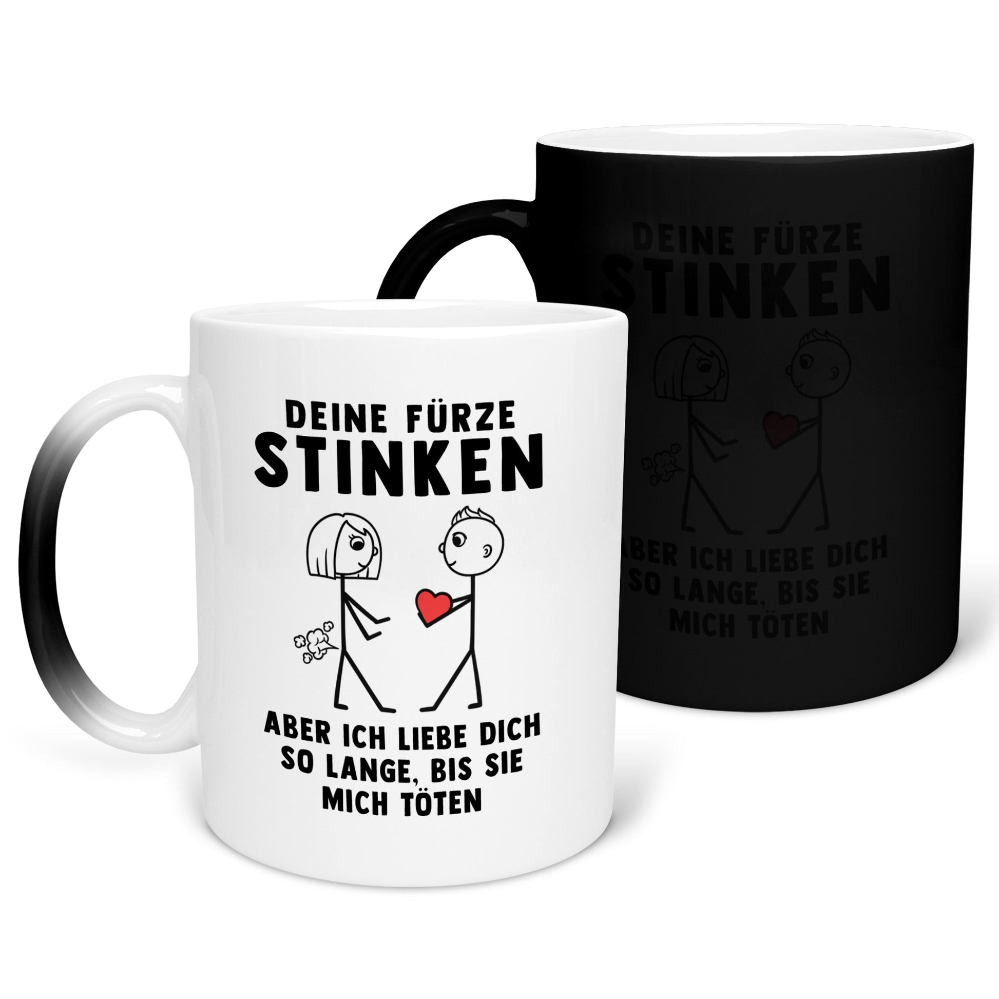 22Feels® ORIGINAL Zaubertasse - Frauen Geschenk - Spruch: Deine Fürze Stinken (Matt-Schwarz und Weiss, 320ml)-Farbwechsel Tasse Matt 320ml-22Feels