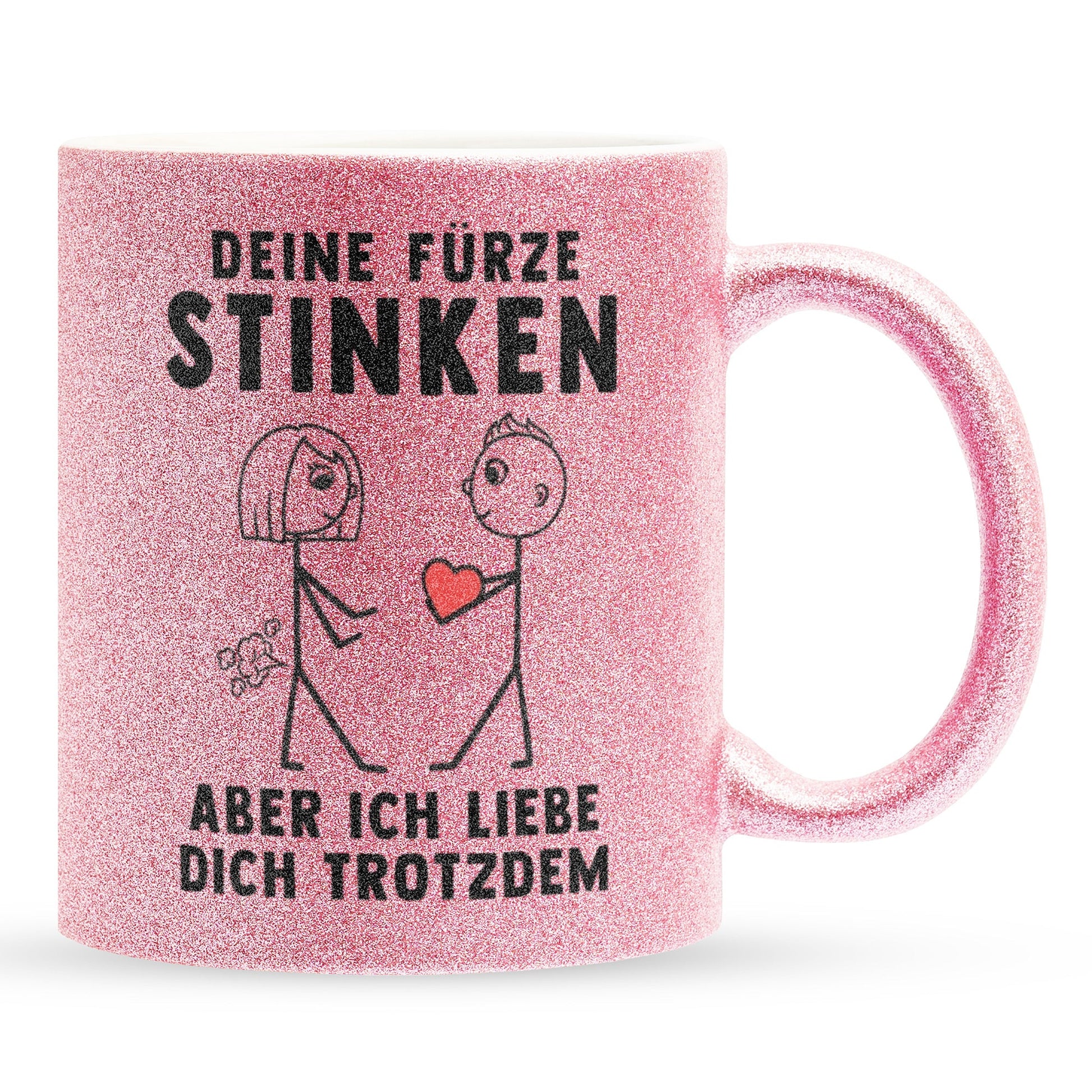 22Feels® ORIGINAL Glitzertasse - Frauen Geschenk - Spruch: Deine Fürze Stinken (Pink, 320ml)-Glitzertasse Pink 320ml-22Feels