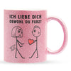 22Feels® ORIGINAL Glitzertasse - Frauen Geschenk - Spruch: Ich Liebe Dich Obwohl Du Furzt (Pink, 320ml)-Glitzertasse Pink 320ml-22Feels