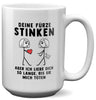 22Feels® Lesbische Frau Geschenk zum Jahrestag, Hochzeitstag, Valentinstag etc. - XL Tasse mit Spruch: Deine Fürze Stinken (Weiss, 440ml)-Weisse XL Tasse 440ml-22Feels