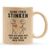 22Feels® Lesbische Frau Geschenk zum Jahrestag, Hochzeitstag, Valentinstag etc. - Glitzertasse mit Spruch: Deine Fürze Stinken (Gold, 320ml)-Glitzertasse Gold 320ml-22Feels