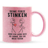 22Feels® Lesbische Frau Geschenk zum Jahrestag, Hochzeitstag, Valentinstag etc. - Glitzertasse mit Spruch: Deine Fürze Stinken (Pink, 320ml)-Glitzertasse Pink 320ml-22Feels