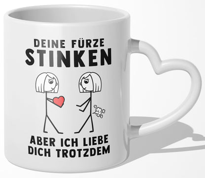 22Feels® Lesbische Frau Geschenk zum Jahrestag, Hochzeitstag, Valentinstag etc. - Tasse mit Spruch (Herzhenkel, Weiss, 320ml)-Tasse Weiss Herzhenkel 320ml-22Feels