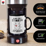 22Feels® Lesbische Frau Geschenk zum Jahrestag, Hochzeitstag, Valentinstag etc. - Tasse mit Spruch: Deine Fürze Stinken (Weiss-Schwarz, 320ml)-TwoTone Tasse Weiss-Schwarz 320ml-22Feels