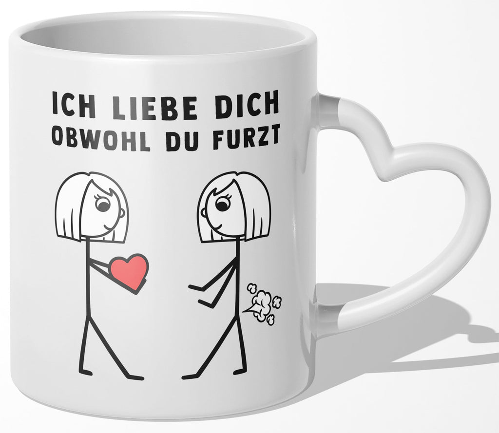 22Feels® Lesbische Frau Geschenk zum Jahrestag, Hochzeitstag, Valentinstag etc. - Tasse mit Spruch (Herzhenkel, Weiss, 320ml)-Tasse Weiss Herzhenkel 320ml-22Feels