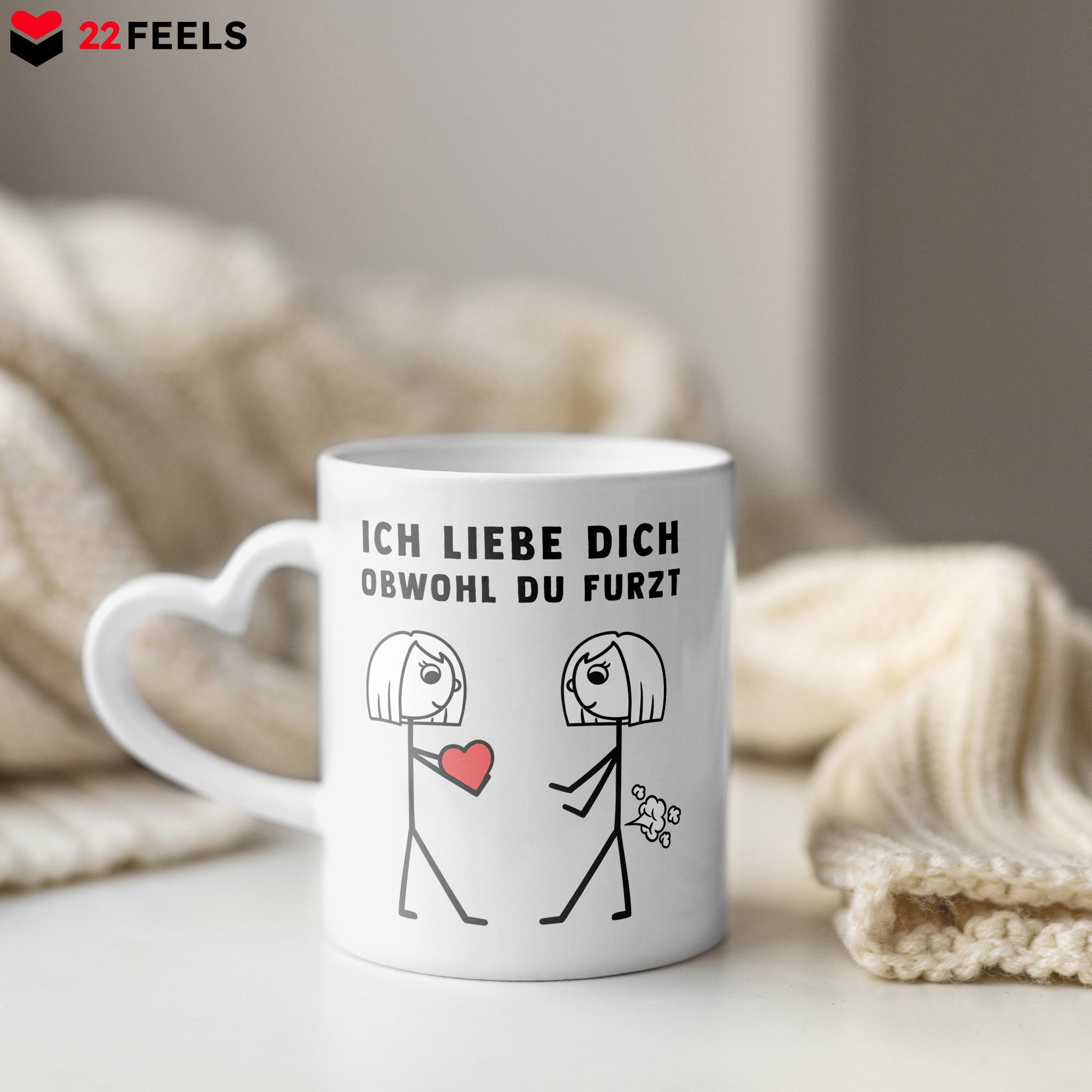 22Feels® Lesbische Frau Geschenk zum Jahrestag, Hochzeitstag, Valentinstag etc. - Tasse mit Spruch (Herzhenkel, Weiss, 320ml)-Tasse Weiss Herzhenkel 320ml-22Feels
