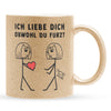 22Feels® Lesbische Frau Geschenk zum Jahrestag, Hochzeitstag, Valentinstag etc. - Glitzertasse mit Spruch: Ich Liebe Dich Obwohl (Gold, 320ml)-Glitzertasse Gold 320ml-22Feels