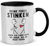 22Feels® Schwuler Mann Geschenk zum Jahrestag, Hochzeitstag, Valentinstag etc. - Tasse mit Spruch: Deine Fürze Stinken (Weiss-Schwarz, 320ml)-TwoTone Tasse Weiss-Schwarz 320ml-22Feels