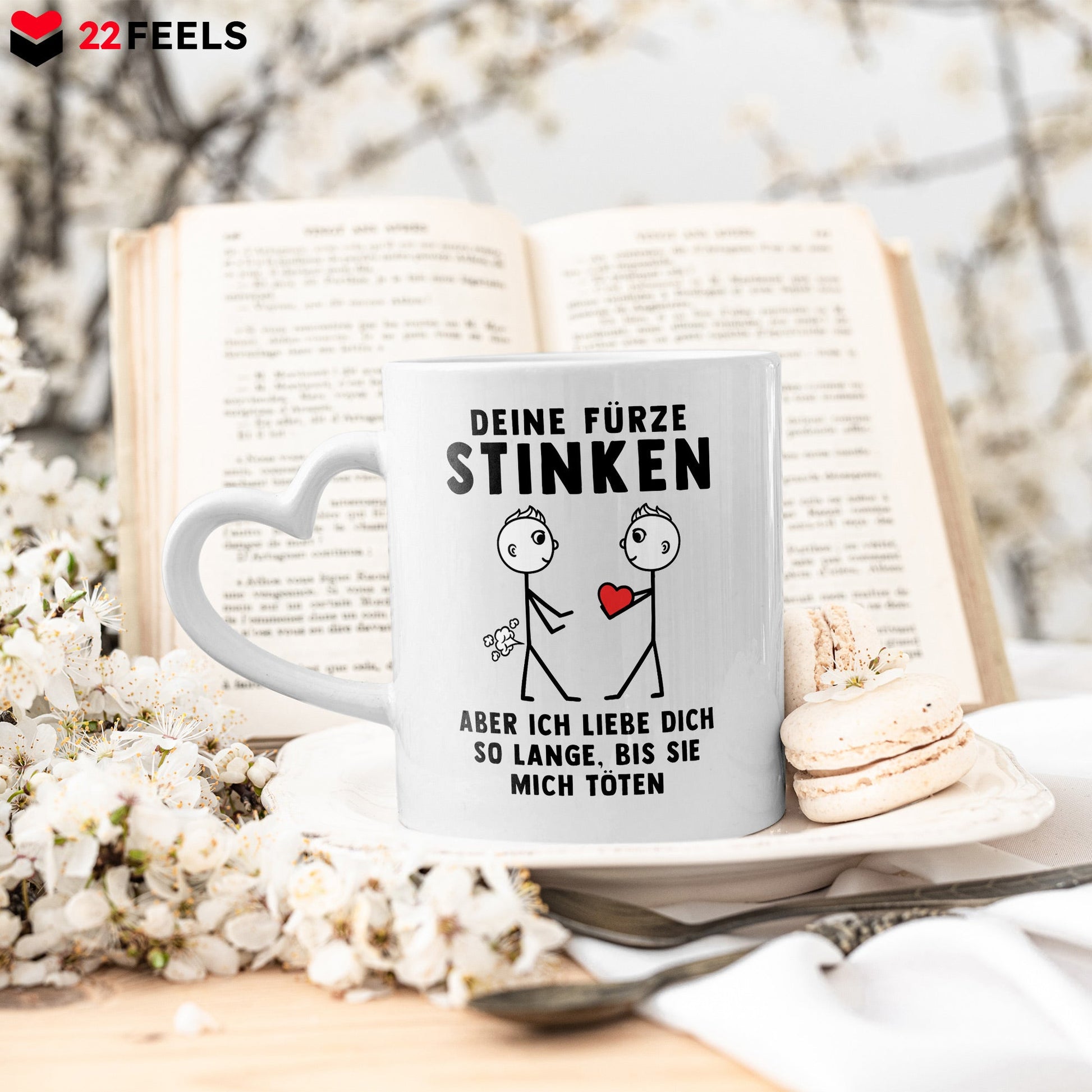 22Feels® Schwuler Mann Geschenk zum Jahrestag, Hochzeitstag, Valentinstag etc. - Tasse mit Spruch (Herzhenkel, Weiss, 320ml)-Tasse Weiss Herzhenkel 320ml-22Feels