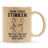 22Feels® Schwuler Mann Geschenk zum Jahrestag, Hochzeitstag, Valentinstag etc. - Glitzertasse mit Spruch: Deine Fürze Stinken (Gold, 320ml)-Glitzertasse Gold 320ml-22Feels