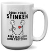 22Feels® Schwuler Mann Geschenk zum Jahrestag, Hochzeitstag, Valentinstag etc. - XL Tasse mit Spruch: Deine Fürze Stinken (Weiss, 440ml)-Weisse XL Tasse 440ml-22Feels