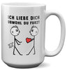 22Feels® Schwuler Mann Geschenk zum Jahrestag, Hochzeitstag, Valentinstag etc. - XL Tasse mit Spruch: Ich liebe dich, obwohl du furzt (Weiss, 440ml)-Weisse XL Tasse 440ml-22Feels