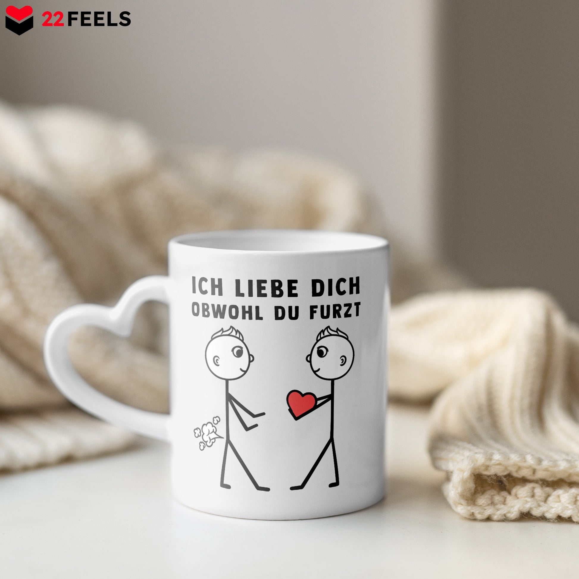 22Feels® Schwuler Mann Geschenk zum Jahrestag, Hochzeitstag, Valentinstag etc. - Tasse mit Spruch (Herzhenkel, Weiss, 320ml)-Tasse Weiss Herzhenkel 320ml-22Feels