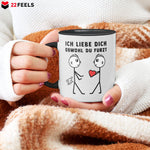 22Feels® Schwuler Mann Geschenk zum Jahrestag, Hochzeitstag, Valentinstag etc. - Tasse mit Spruch: Ich liebe dich, obwohl du furzt (Weiss-Schwarz, 320ml)-TwoTone Tasse Weiss-Schwarz 320ml-22Feels