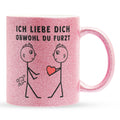 22Feels® Schwuler Mann Geschenk zum Jahrestag, Hochzeitstag, Valentinstag etc. - Glitzertasse mit Spruch: Ich liebe dich, obwohl du furzt (Pink, 320ml)-Glitzertasse Pink 320ml-22Feels