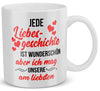 22Feels® Geschenk für Paare - Tasse mit Spruch: Jede Liebesgeschichte Ist Wunderschön (Weiss, 320ml)-Weisse Tasse 320ml-22Feels