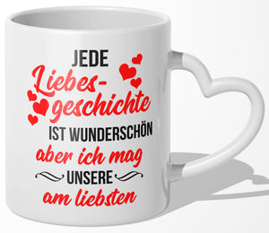 22Feels® Paar Geschenk zum Jahrestag, Hochzeitstag, Valentinstag etc. - Tasse mit Spruch (Herzhenkel, Weiss, 320ml)-Tasse Weiss Herzhenkel 320ml-22Feels