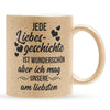 22Feels® Pärchen Geschenk zum Jahrestag, Hochzeitstag, Valentinstag etc. - Glitzertasse mit Spruch: Jede Liebesgeschichte (Gold, 320ml)-Glitzertasse Gold 320ml-22Feels
