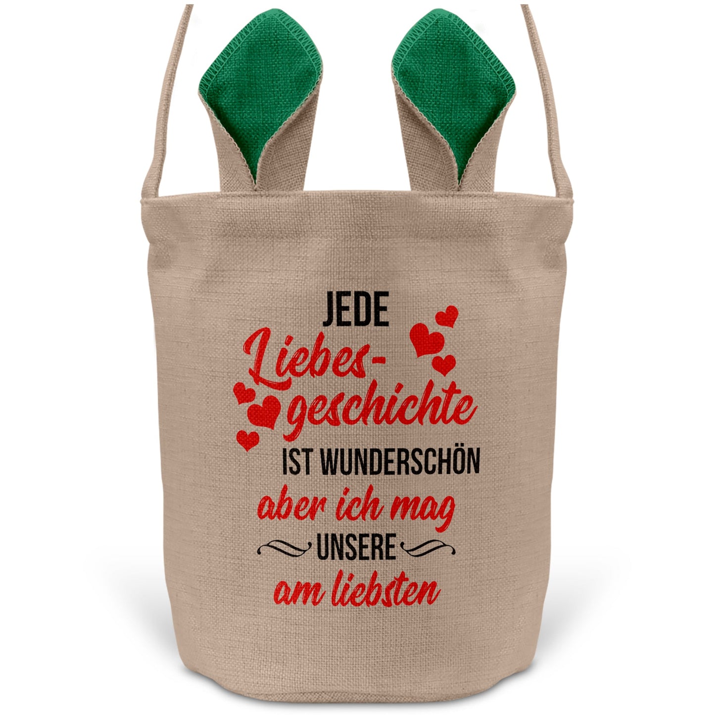 22Feels® Männer Frauen Osterkorb Ehefrau Ehemann Freund Freundin Ostern mit Henkel Ostergeschenk Tragetasche Ostern Deko Osternest Körbchen Hasenohren (Beige/Grün)-Ostern Tragetasche-22Feels