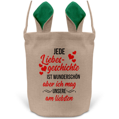 22Feels® Männer Frauen Osterkorb Ehefrau Ehemann Freund Freundin Ostern mit Henkel Ostergeschenk Tragetasche Ostern Deko Osternest Körbchen Hasenohren (Beige/Grün)-Ostern Tragetasche-22Feels
