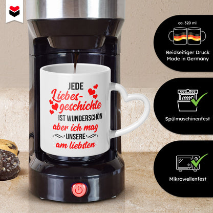 22Feels® Paar Geschenk zum Jahrestag, Hochzeitstag, Valentinstag etc. - Tasse mit Spruch (Herzhenkel, Weiss, 320ml)-Tasse Weiss Herzhenkel 320ml-22Feels