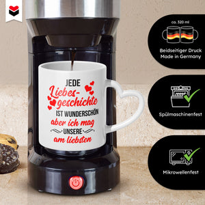 22Feels® Paar Geschenk zum Jahrestag, Hochzeitstag, Valentinstag etc. - Tasse mit Spruch (Herzhenkel, Weiss, 320ml)-Tasse Weiss Herzhenkel 320ml-22Feels