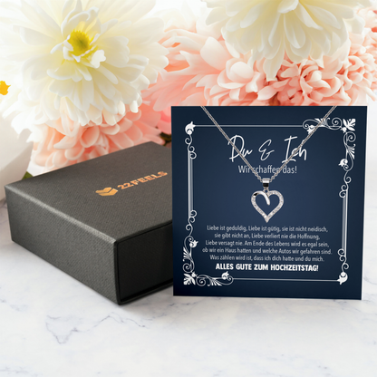 22Feels® Ehefrau Geschenk zum Hochzeitstag, Valentinstag, Geburtstag etc. - Echt Silber 925/000 Schmuckset: Herz Halskette mit Botschaftskarte-Schmuck mit Botschaftskarte - Herz21-22Feels