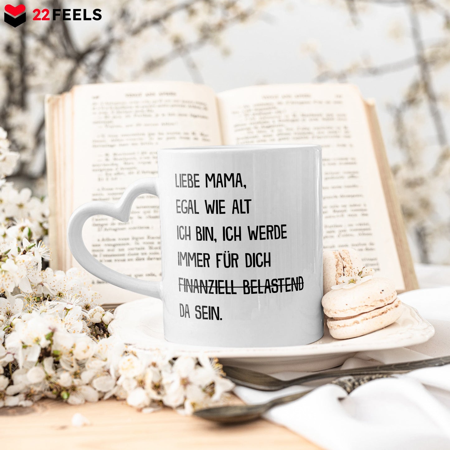 22Feels® Geschenk für Mamas - Tasse mit Spruch (Herzhenkel, Weiss, 320ml)-Tasse Weiss Herzhenkel 320ml-22Feels