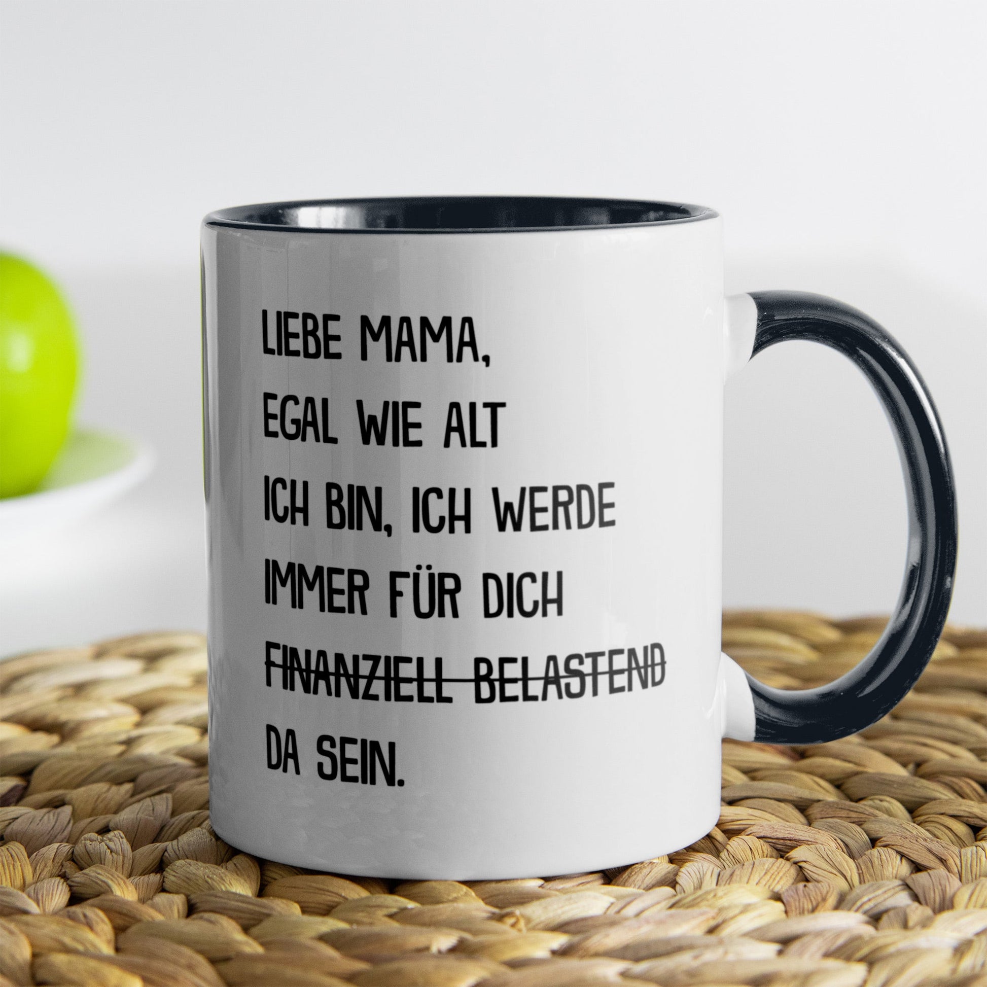 22Feels® Mama Geschenk - Tasse mit Spruch: Egal wie alt (Weiss-Schwarz, 320ml)-TwoTone Tasse Weiss-Schwarz 320ml-22Feels