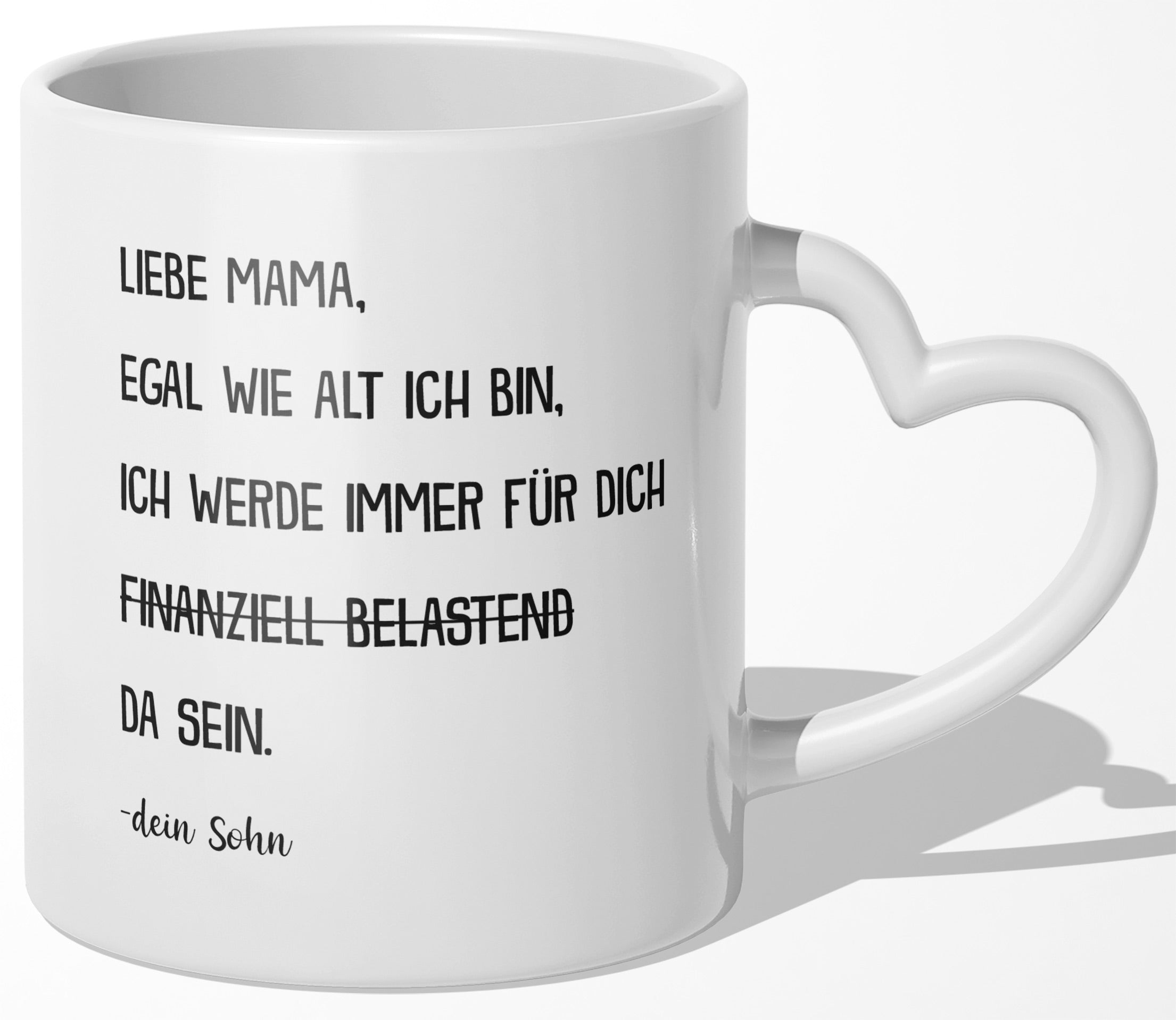22Feels® Mama Geschenk von Sohn - Tasse mit Spruch (Herzhenkel, Weiss, 320ml)-Tasse Weiss Herzhenkel 320ml-22Feels