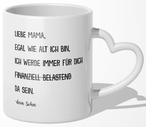 22Feels® Mama Geschenk von Sohn - Tasse mit Spruch (Herzhenkel, Weiss, 320ml)-Tasse Weiss Herzhenkel 320ml-22Feels
