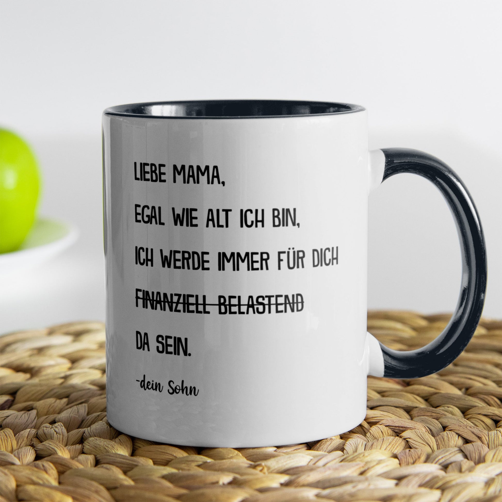 22Feels® Mama Geschenk von Sohn - Tasse mit Spruch: Egal wie alt (Weiss-Schwarz, 320ml)-TwoTone Tasse Weiss-Schwarz 320ml-22Feels