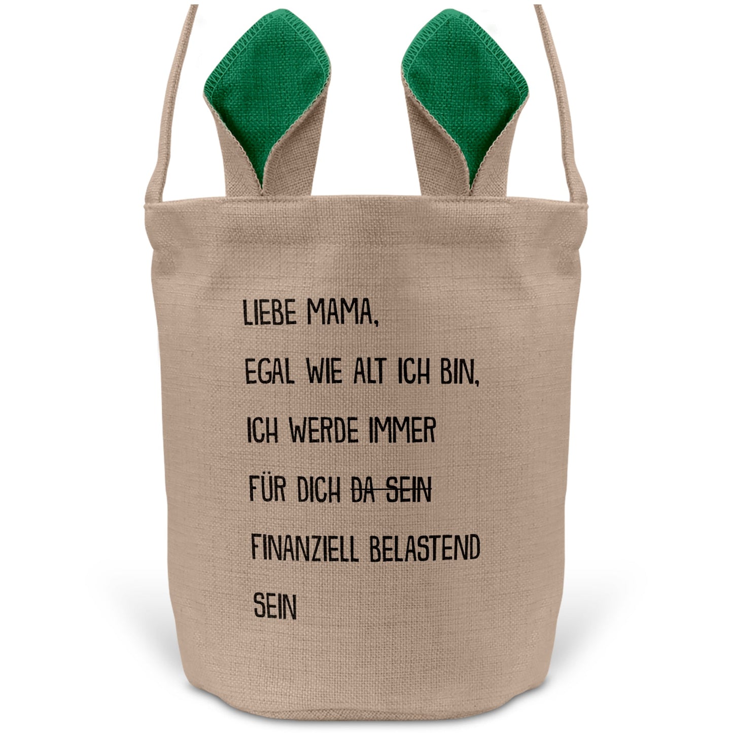 22Feels® Mama Osterkorb Mutter mit Henkel Ostergeschenk Tragetasche Ostern Deko Osternest Körbchen Hasenohren (Beige/Grün)-Ostern Tragetasche-22Feels