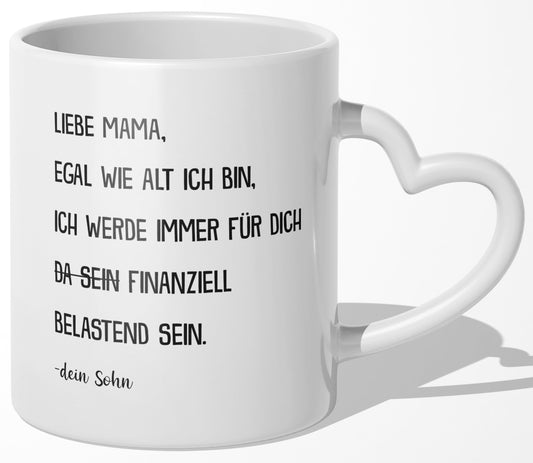 22Feels® Mama Geschenk von Sohn - Tasse mit Spruch (Herzhenkel, Weiss, 320ml)-Tasse Weiss Herzhenkel 320ml-22Feels