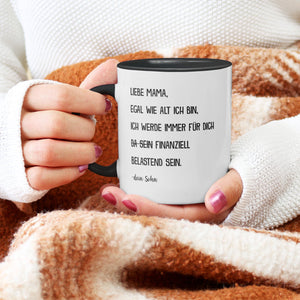 22Feels® Mama Geschenk von Sohn - Tasse mit Spruch: Egal wie alt (Weiss-Schwarz, 320ml)-TwoTone Tasse Weiss-Schwarz 320ml-22Feels
