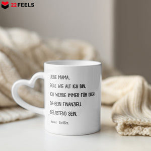 22Feels® Mama Geschenk von Tochter - Tasse mit Spruch (Herzhenkel, Weiss, 320ml)-Tasse Weiss Herzhenkel 320ml-22Feels