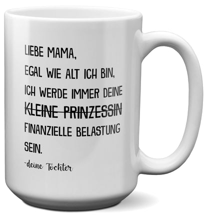 22Feels® Mama Geschenk von Tochter - XL Tasse mit Spruch: Egal wie alt - Prinzessin (Weiss, 440ml)-Weisse XL Tasse 440ml-22Feels