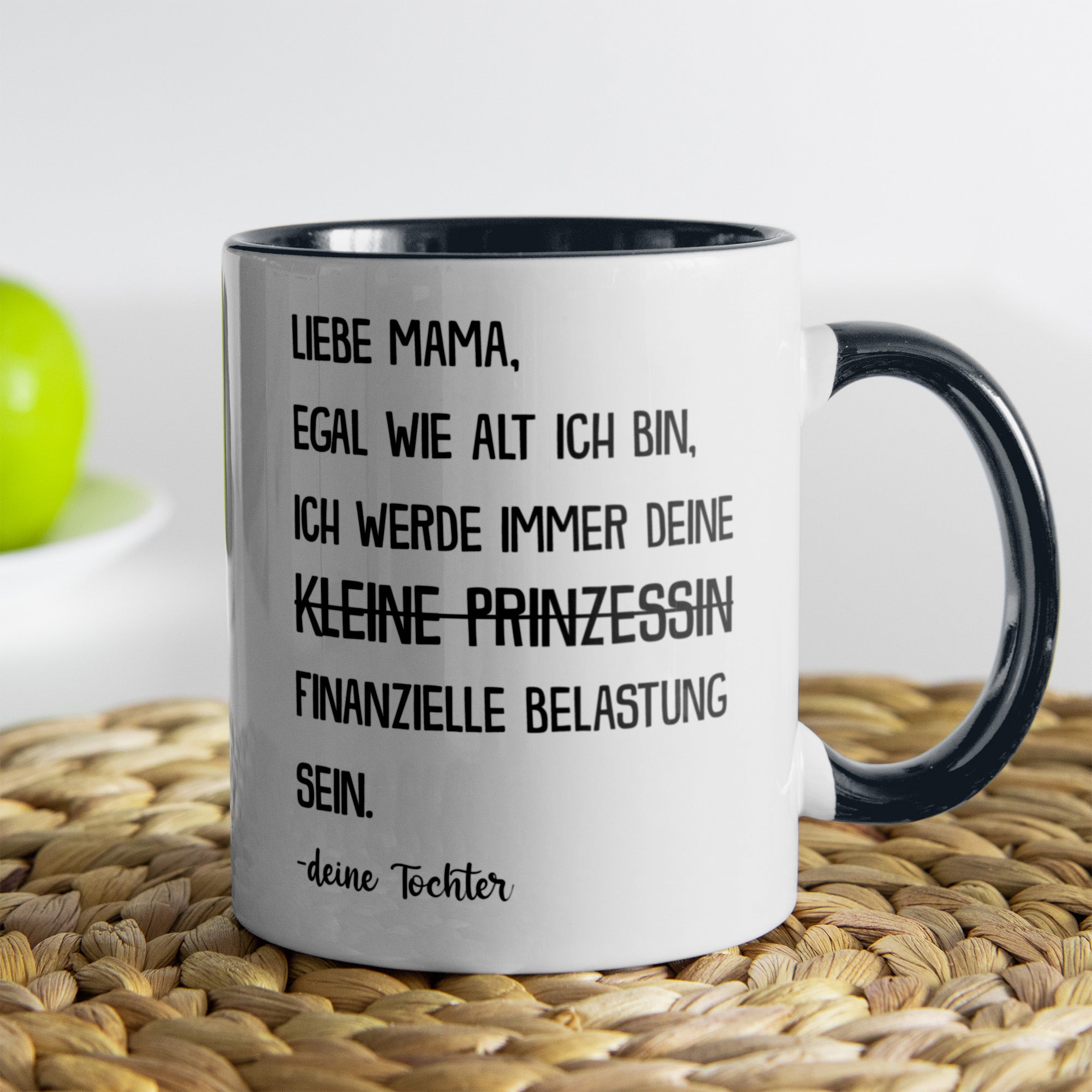 22Feels® Mama Geschenk von Tochter - Tasse mit Spruch: Egal wie alt - Prinzessin (Weiss-Schwarz, 320ml)-TwoTone Tasse Weiss-Schwarz 320ml-22Feels