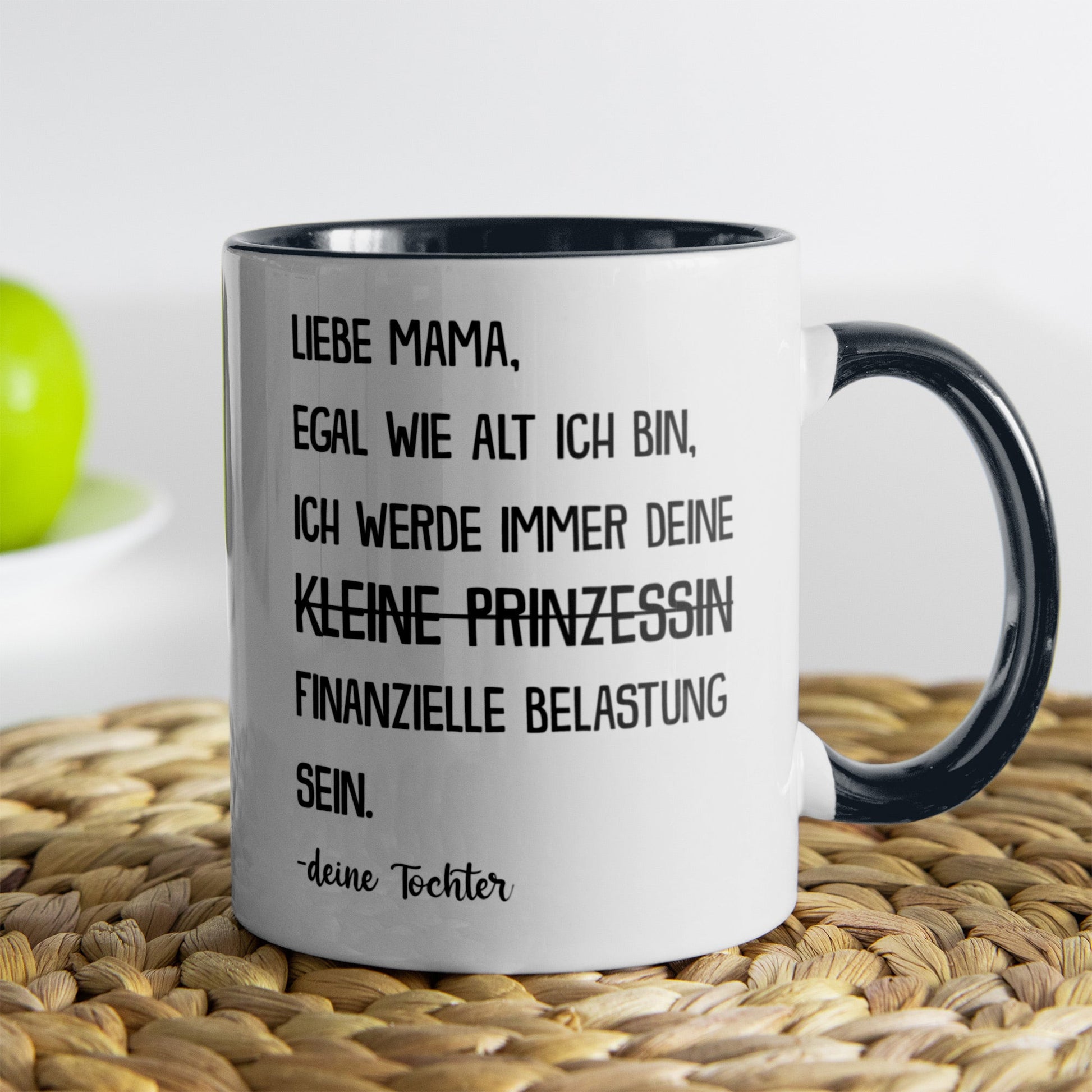 22Feels® Mama Geschenk von Tochter - Tasse mit Spruch: Egal wie alt - Prinzessin (Weiss-Schwarz, 320ml)-TwoTone Tasse Weiss-Schwarz 320ml-22Feels
