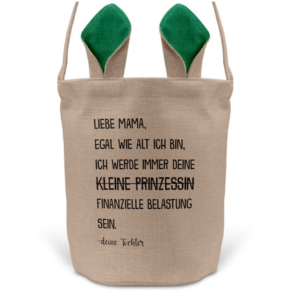 22Feels® Mama Osterkorb von Tochter Mutter mit Henkel Ostergeschenk Tragetasche Ostern Deko Osternest Körbchen Hasenohren (Beige/Grün)-Ostern Tragetasche-22Feels