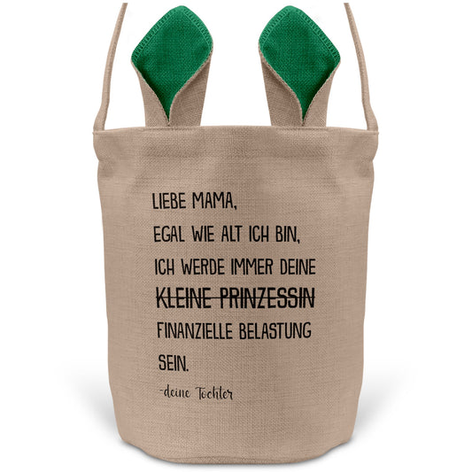 22Feels® Mama Osterkorb von Tochter Mutter mit Henkel Ostergeschenk Tragetasche Ostern Deko Osternest Körbchen Hasenohren (Beige/Grün)-Ostern Tragetasche-22Feels